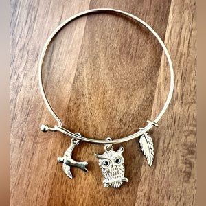 Owl Leaf Bird Charm Bracelet